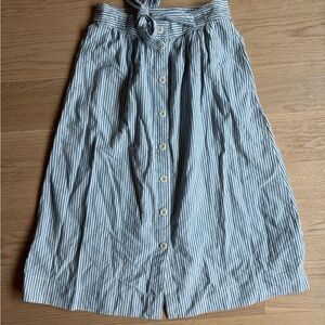 Madewell Blue and White Striped Midi Skirt